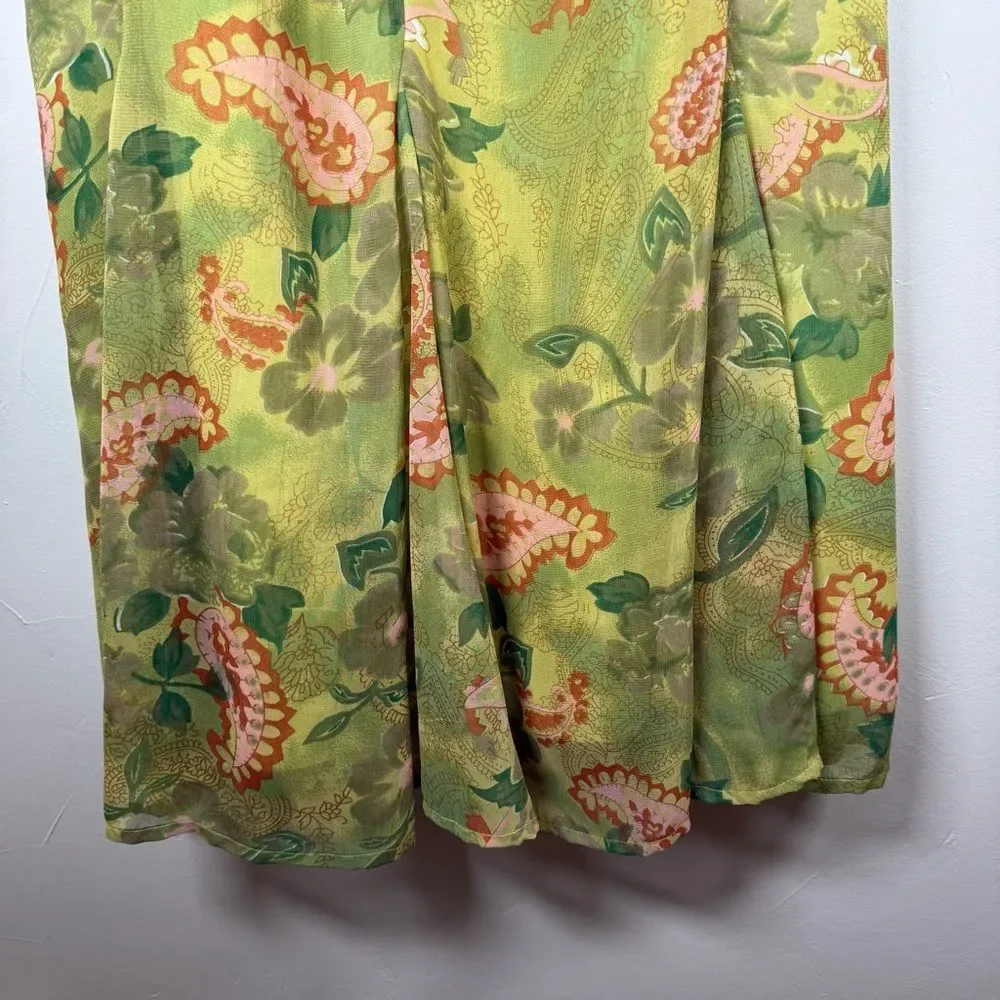 Green Paisley Layered Whimsical Fairy Paisley Floral Skirt Size 2X
